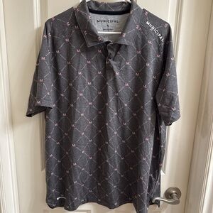 Muncipal Gray Polo Shirt with Pink Accents